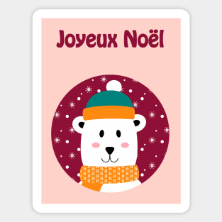 Joyeux Noel - Merry Christmas polar bear wishes (French) Magnet